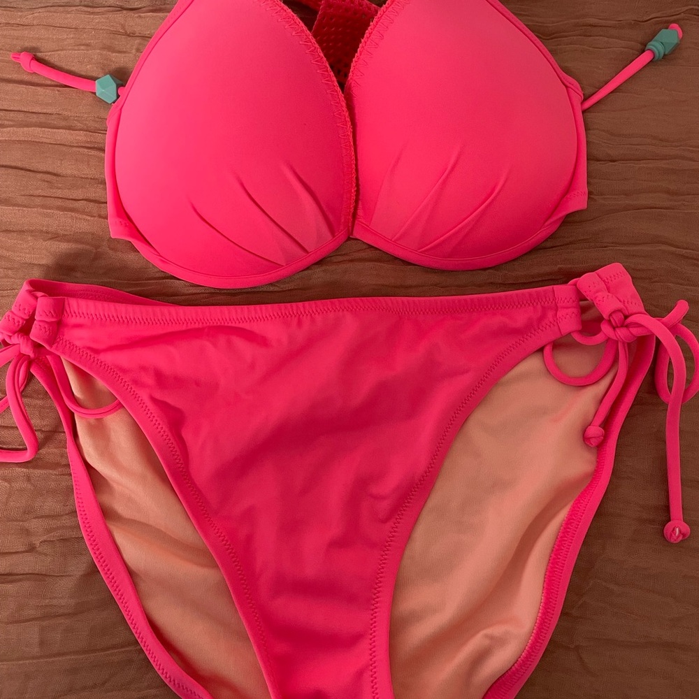 Victoria's Secret Pink Bikini Set with Adjustable Ties